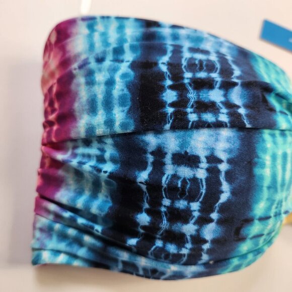 Bleu Rod Beattie Multicolor Bandeau Bikini Top Sz 10 Acid Wash Swim - Picture 5 of 16